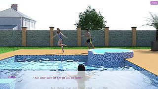 Stepbrother Fucks Wife in Pool - John Presses Face on Jennifer's Big Tits While Diving