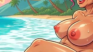 Busty Granny Huge Boobs Beach Tease - New Ai Style