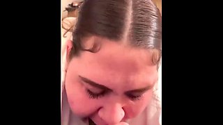 Step Sister Sloppy Blowjob and BBC Worship with Cum in Mouth Facial