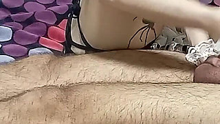 My Hot Step-sister Dressed as a Maid Steps on My Chest While Milking My Cock Until a Huge Cumshot Maid POV (full Video)