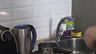 Fucks a Zucchini in the Kitchen