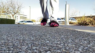 Tanfeets Outside Public Slipper Tease with Natural Nails