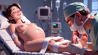 Naughty Doctor Sucking Pregnant Patient Toes in Surgery