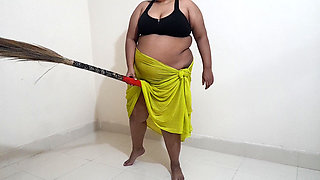 Desi Maid Gets Sexually Aroused While Sweeping the House and Has Sex with the Broom