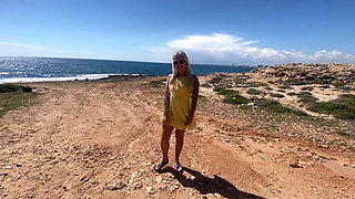 Blonde Teen Pees Twice by the Sea!
