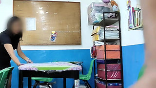 I go to visit her school and her in the classroom