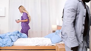 Nurse Takes Care Of Two BBCs. Ema Karter HORNY HOSTEL