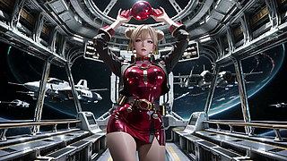Starship Red Armor: The Blonde Commander's Private Gaze!