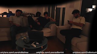 straight friend jerks off with gay couple - real amateur