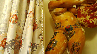 PAWG MILF Soaps Ass and Pussy in Shower