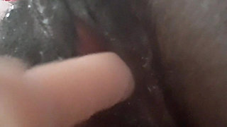 Closeup Fucking My Black Pussy with White Didlo