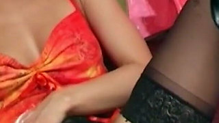 Hot Brunette Daria Pussy Tease in Black Stockings and Boots