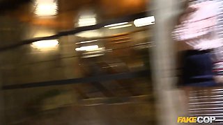 Cop jizzes on spanish milf's glasses - faux cop