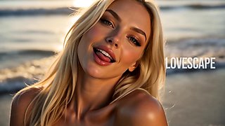 Blonde Sucks Cock On The Beach (AI)