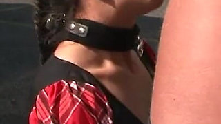 Humiliating blowjob in the street