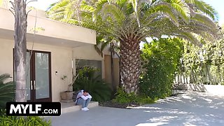 Envious stepmom frightens her stepson's fresh girlfriend by capturing her by the vulva in private