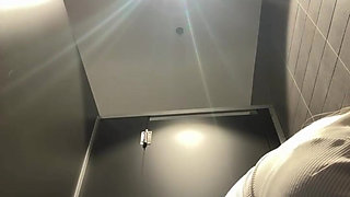 Tattooed Blonde with Big Tits and Hairy Pussy Masturbates in Mcdonald’s Toilet Then Double Fingers Herself to Orgasm
