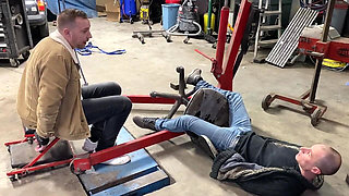 French Pegging - Garage of Humiliation: the Boss Orchestrates a Memorable Punishment with His Dominatrixes