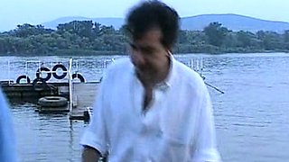 Redhead milf jerks off lucky dick outdoors