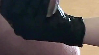 Close up Femdom Edges Cock to Ruined Orgasm in a Glass