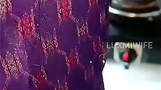 Sexy Cooking in Blouse Petticoat & Pussy Show