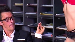 Hot secretary has sex with boss in office