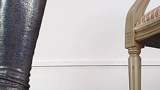 Shoeplay and Walking in Holo High Heel Thigh High Boots (shoe Collection) - Dame Olga 4K (718)