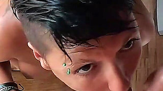 Cock Sucking with Cum Swallow, Standing on Table #2