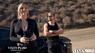 Big-Tits Blonde Stunners Alina Lopez and Kendra Sunderland Deepthroat Massive Cock Cowg