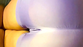 Perfect Cameltoe in Tight Purple Yoga Shorts