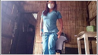 Mature Nurse Comes From Work And Starts Touching Her Vagina, Then Moisturizes Her Skin With Cream