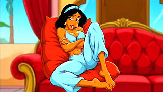 Princess Jasmine pussy rubs magic lamp for hot hentai pleasure - Octopussy cartoon sex parody