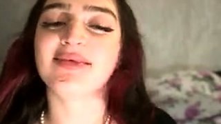 Glamour babe with big boobs masturbates in lingerie