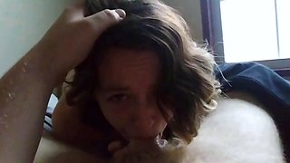Amateur Teen Gives Rough Blowjob and Footjob
