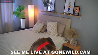 Brunette in Red Headband Sucks Big Dildo Closeup Webcam