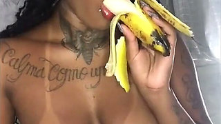 Ebony Pearl Masturbation with Banana