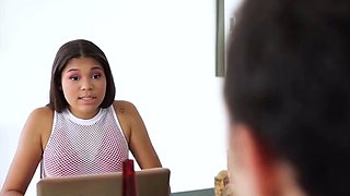 Latina stepsister gives her brother a creampie after he