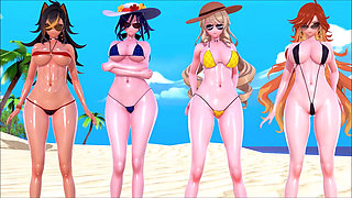 Genshin Impact - Genshin Girls in Hilichurl Beach Camp - Rough Sex - 3D Hentai Animations