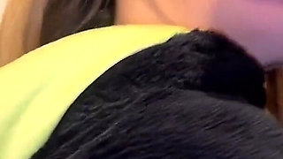 Cleaning Busty Slut Sucks Two Cocks and Swallows Milk