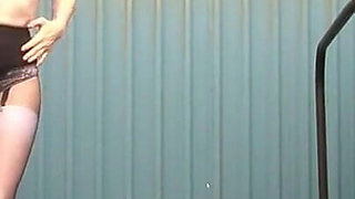 Train Tramp, in Layered Nylons - Nylon Slut Sneaks Into Railway Yard