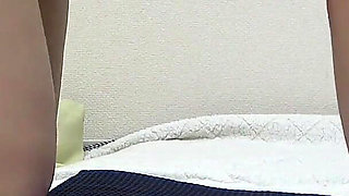 Flight Attendant's Room in Japan, Busty Girl in No Bra Plunging Neckline Flight Attendant Miniskirt Uniform, Micro Thong Panties