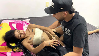 This cute skinny girl loves to be fucked, she swallows my whole cock