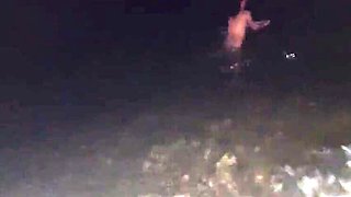 Naughty Teen Gets Naked On Beach At Night - Boyfriend Films Her Hot Solo Action