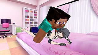Minecraft Steve Mines Female Rover's Cave (wuthering Waves) - Cursed 3D Animation (1080p 60fps)