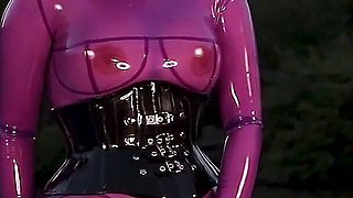Cristal Kinky Lilac Rubber Doll Solo Fucking Machine Outdoors
