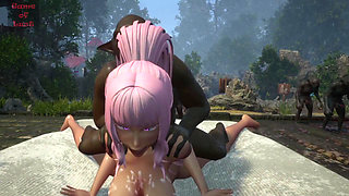 Gol Anime Pregnant Slave Gangbanged by Goblins in Bed
