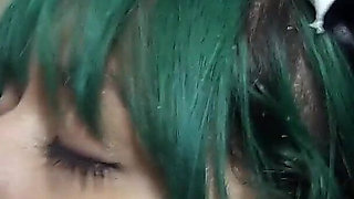 Green Haired Maid Gives a Sloppy BJ