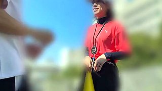 Asian honeys outdoor handjob