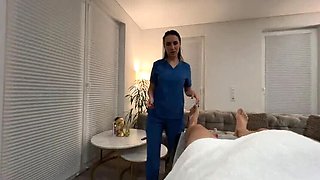 Eva Keks At Home Massage Happy Ending - Big Tit MILF Nurse POV Blowjob & Cum in Mouth