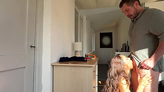 Hot milf gets tricked by her handyman and ends up getting fucked hard